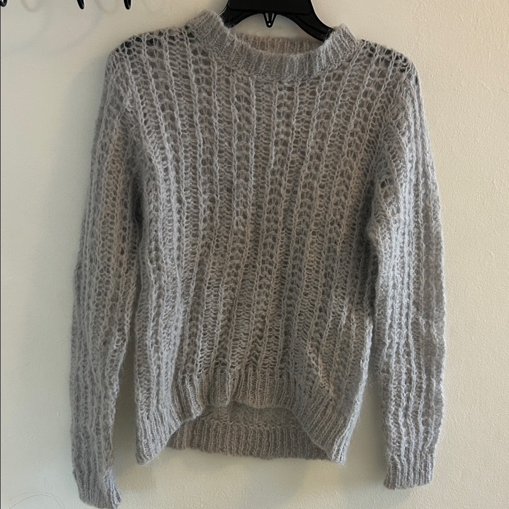 Sandro Light Gray Open-Knit Sweater
